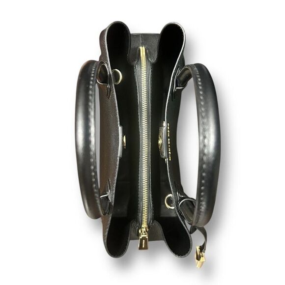 Michael Kors Mercer Gallery Leather Tote Black Gold Hardware Center Zip Pebbled - Picture 7 of 16